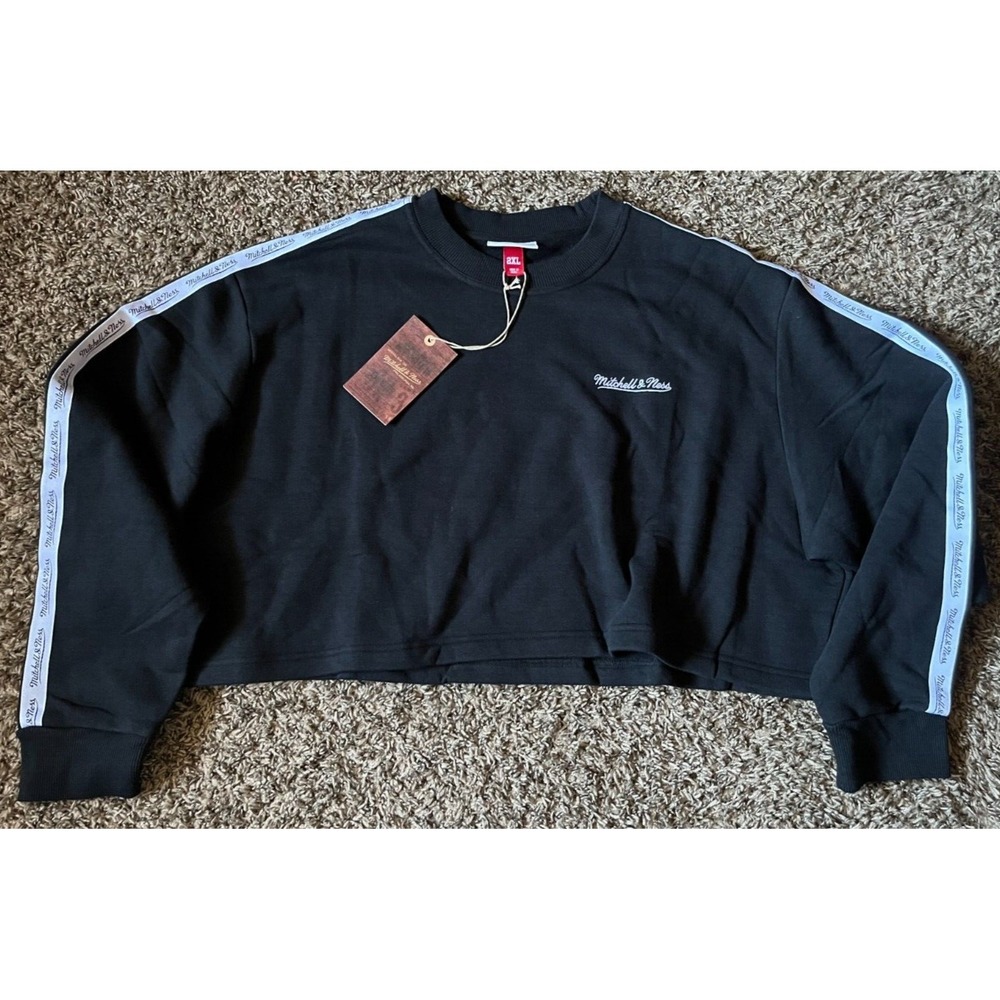 NEW Mitchell & Ness Women's Branded Sunday Comfy Crop LS Crewneck (2XL)